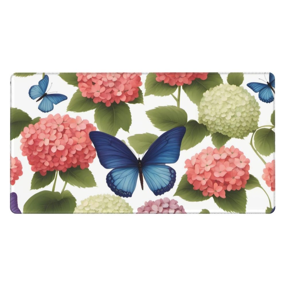 YYHWHJDE Hydrangeas Daisies Butterflies Pattern Large Office Gaming Mouse pad 16 x 29.5 in : Strong Adhesion and Durability Precision Edge Locking