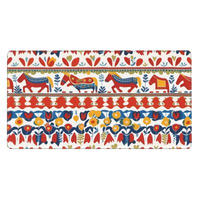 YYHWHJDE Runner Swedish Dala Horse Folk Pattern Large Office Gaming Mouse pad 16 x 29.5 in : Strong Adhesion and Durability Precision Edge Locking