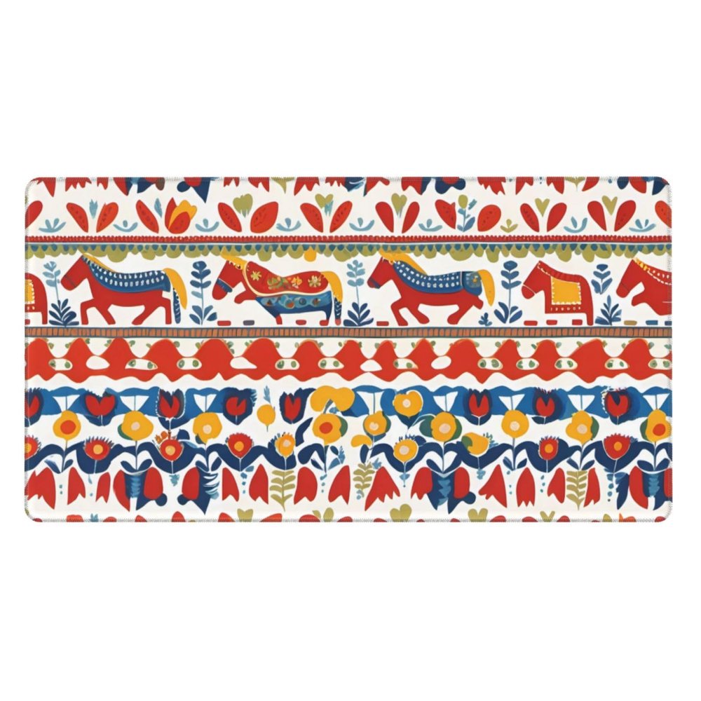 YYHWHJDE Runner Swedish Dala Horse Folk Pattern Large Office Gaming Mouse pad 16 x 29.5 in : Strong Adhesion and Durability Precision Edge Locking