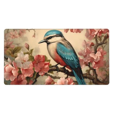 YYHWHJDE Vintage Bird Flower Picture Large Office Gaming Mouse pad 16 x 29.5 in : Strong Adhesion and Durability Precision Edge Locking