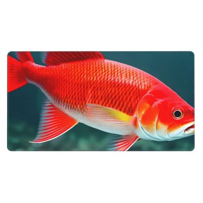 YYHWHJDE Japanese Pretty Red carp Fish Pattern Large Office Gaming Mouse pad 16 x 29.5 in : Strong Adhesion and Durability Precision Edge Locking