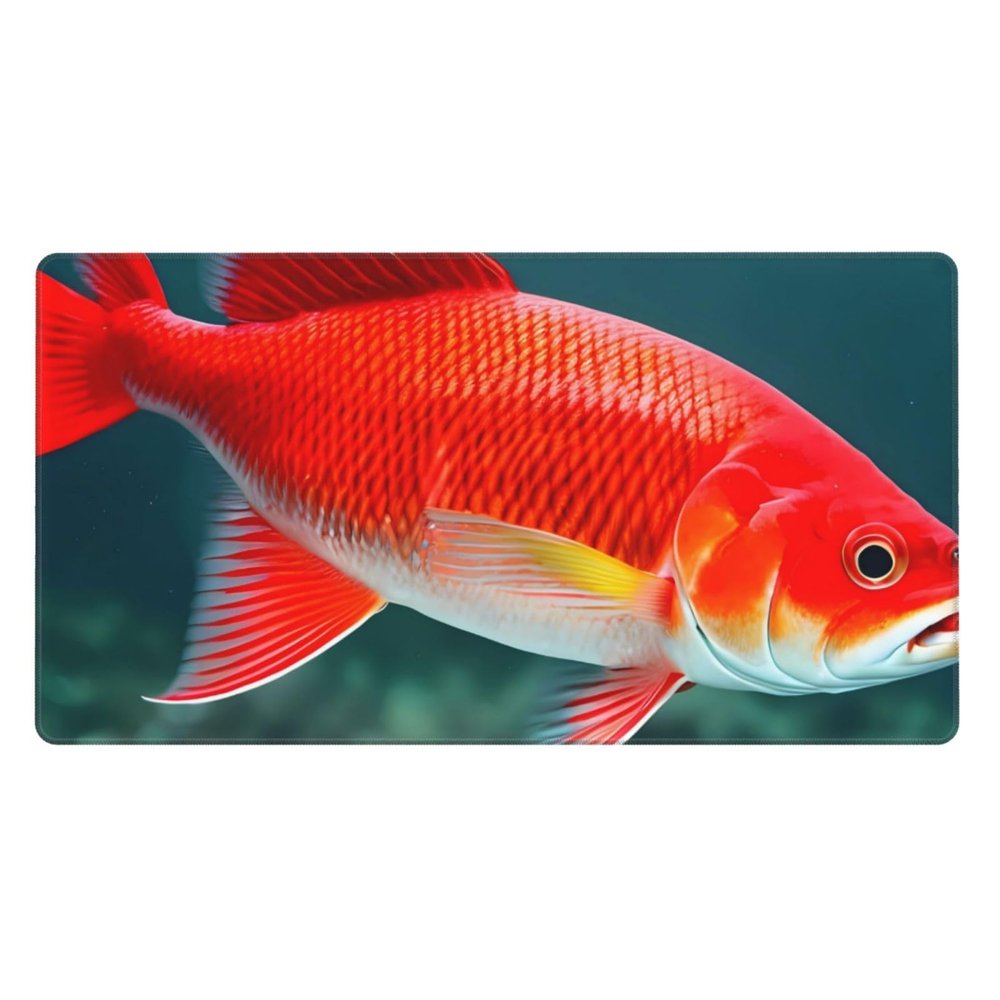 YYHWHJDE Japanese Pretty Red carp Fish Pattern Large Office Gaming Mouse pad 16 x 29.5 in : Strong Adhesion and Durability Precision Edge Locking