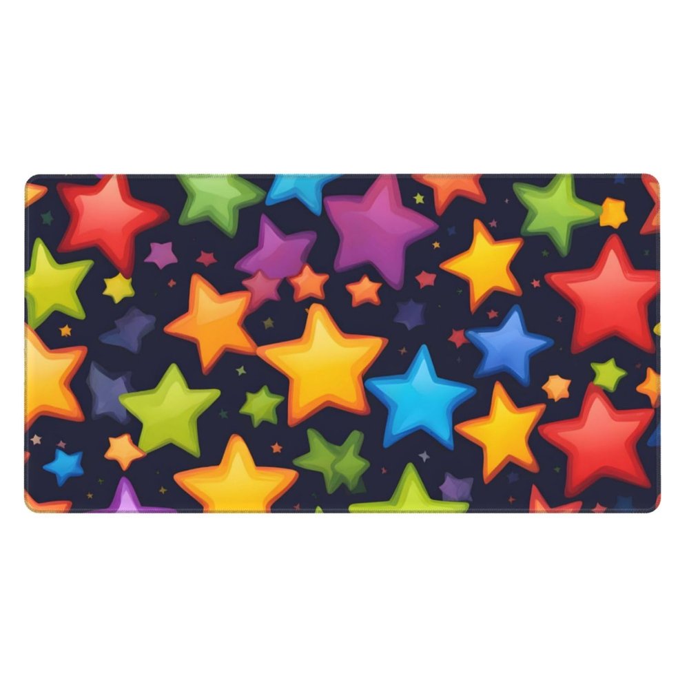 YYHWHJDE Colorful Rainbow Stars Pattern Large Office Gaming Mouse pad 16 x 29.5 in : Strong Adhesion and Durability Precision Edge Locking