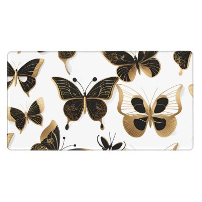 YYHWHJDE Gold Butterflies Pattern Large Office Gaming Mouse pad 16 x 29.5 in : Strong Adhesion and Durability Precision Edge Locking