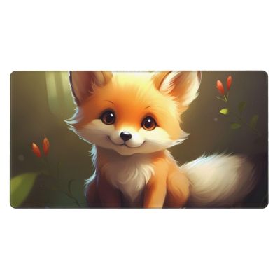 YYHWHJDE Cute Baby Fox Picture Large Office Gaming Mouse pad 16 x 29.5 in : Strong Adhesion and Durability Precision Edge Locking