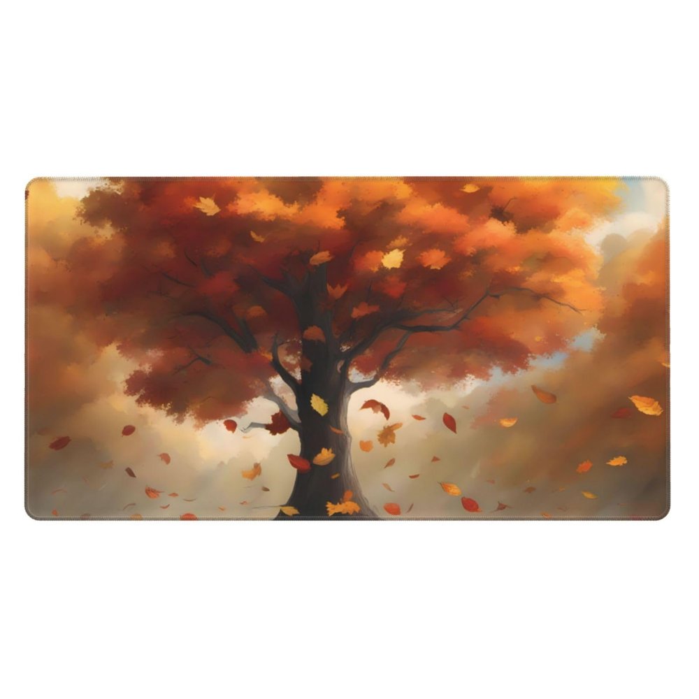 YYHWHJDE Autumn Wind and Falling Leaves Pattern Large Office Gaming Mouse pad 16 x 29.5 in : Strong Adhesion and Durability Precision Edge Locking
