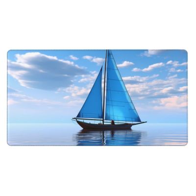 YYHWHJDE Blue Sailboat Picture Large Office Gaming Mouse pad 16 x 29.5 in : Strong Adhesion and Durability Precision Edge Locking