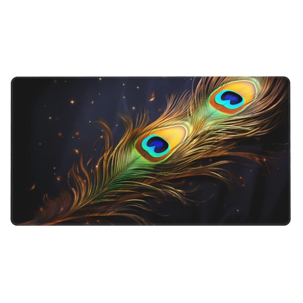 YYHWHJDE Peacock Feather Picture Large Office Gaming Mouse pad 16 x 29.5 in : Strong Adhesion and Durability Precision Edge Locking