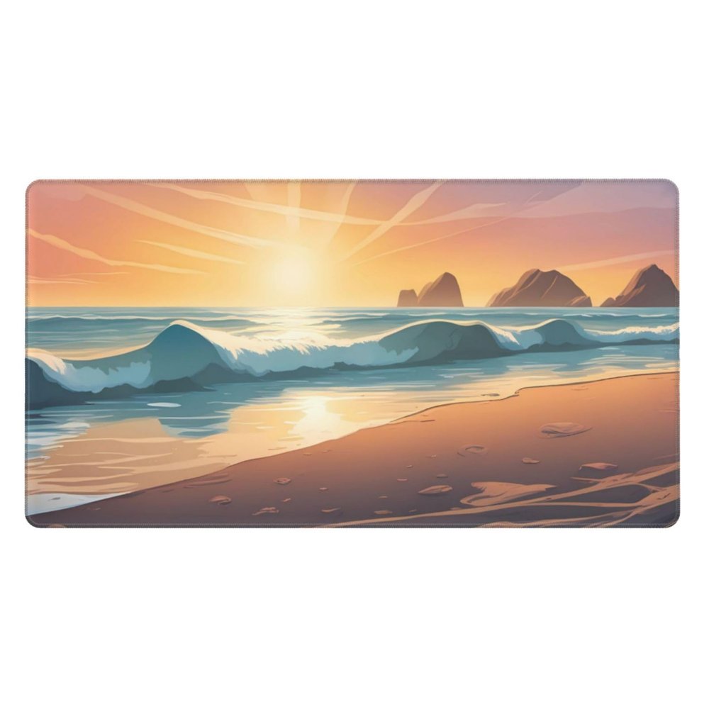 YYHWHJDE Sunny Ocean Beach Pattern Large Office Gaming Mouse pad 16 x 29.5 in : Strong Adhesion and Durability Precision Edge Locking