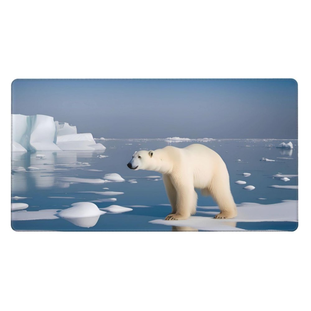 YYHWHJDE Polar Bear Ice Pattern Large Office Gaming Mouse pad 16 x 29.5 in : Strong Adhesion and Durability Precision Edge Locking