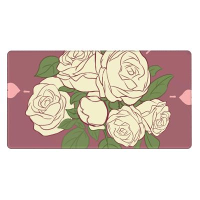 YYHWHJDE White Rose of Love Pattern Large Office Gaming Mouse pad 16 x 29.5 in : Strong Adhesion and Durability Precision Edge Locking