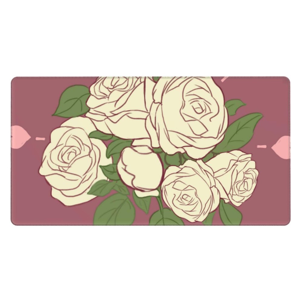 YYHWHJDE White Rose of Love Pattern Large Office Gaming Mouse pad 16 x 29.5 in : Strong Adhesion and Durability Precision Edge Locking