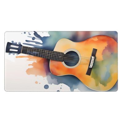YYHWHJDE Watercolor Acoustic Guitar Pattern Large Office Gaming Mouse pad 16 x 29.5 in : Strong Adhesion and Durability Precision Edge Locking