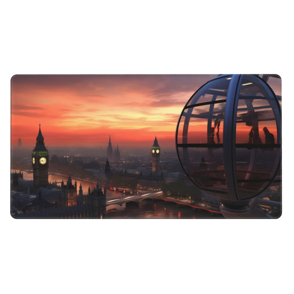 YYHWHJDE London Eye Picture Large Office Gaming Mouse pad 16 x 29.5 in : Strong Adhesion and Durability Precision Edge Locking