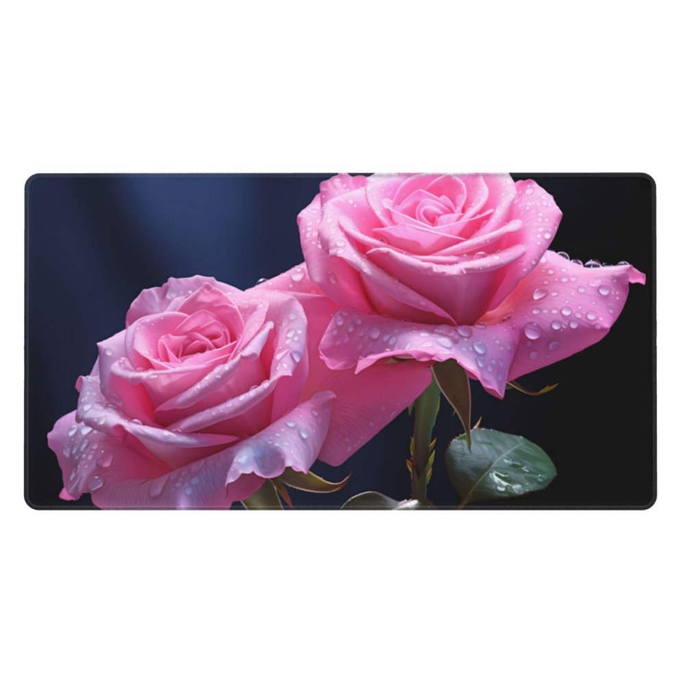 YYHWHJDE Two Pink Roses Picture Large Office Gaming Mouse pad 16 x 29.5 in : Strong Adhesion and Durability Precision Edge Locking