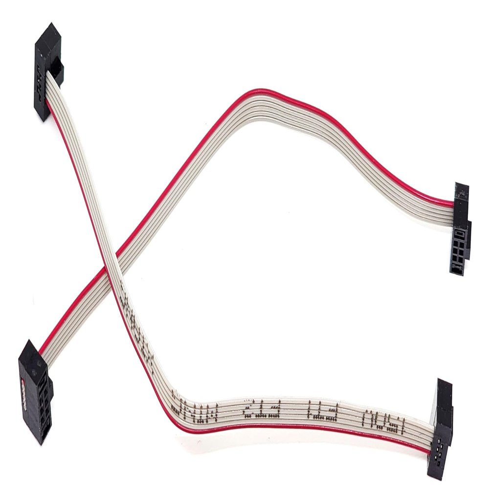 2-Pack 10cm 4 inches 1.27mm 6P 2x3 F/F Mini Female to Female IDC Connector on 0.635mm Pitch 6 Conductors 10 cm SWD Flat Ribbon Cable (6P-FF-10cm-2PK)