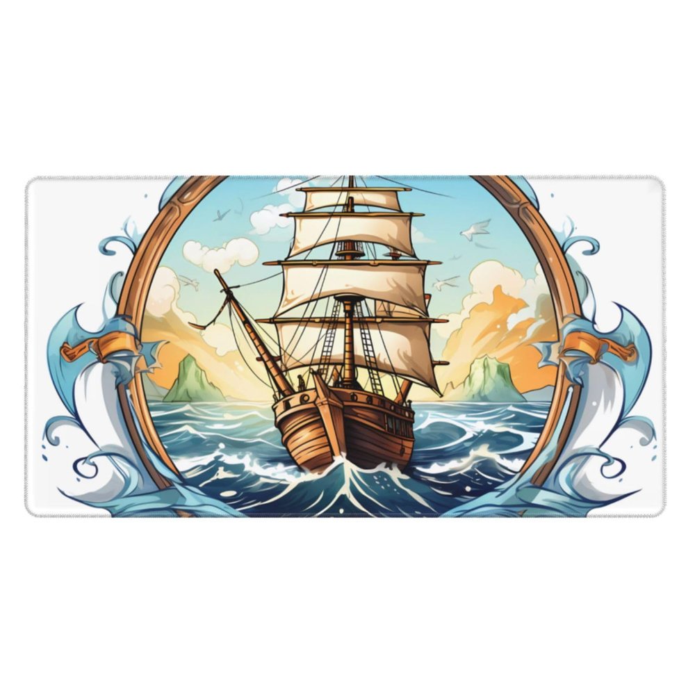 YYHWHJDE Sail Boat Nautical Compass Picture Large Office Gaming Mouse pad 16 x 29.5 in : Strong Adhesion and Durability Precision Edge Locking