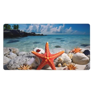 YYHWHJDE Starfish and Coral on Beach Picture Large Office Gaming Mouse pad 16 x 29.5 in : Strong Adhesion and Durability Precision Edge Locking