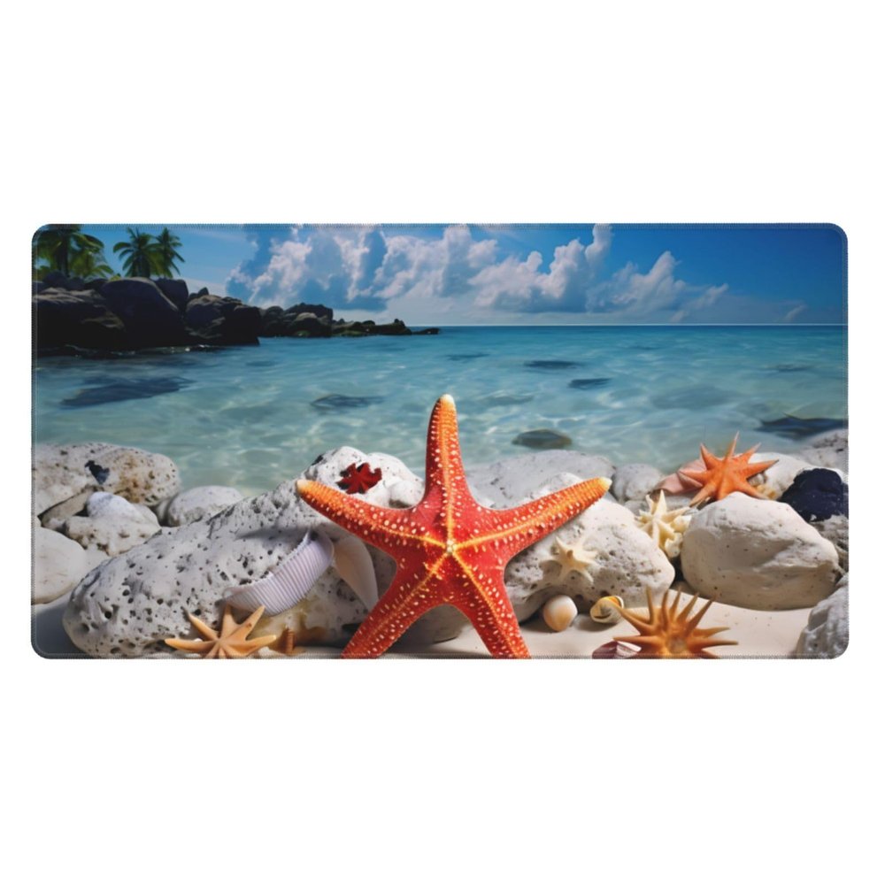 YYHWHJDE Starfish and Coral on Beach Picture Large Office Gaming Mouse pad 16 x 29.5 in : Strong Adhesion and Durability Precision Edge Locking