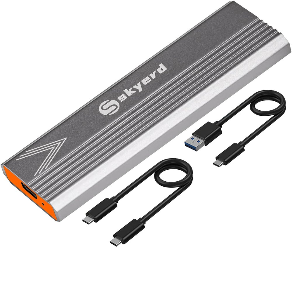 Skyerd M.2 NVMe PCIe 512 GB Portable External SSD (SSD Included),USB3.1 Gen2USB-C 10Gbps Up to 1050MB/s, Adapter for Desktops, Laptops, Mac and Students, Professionals, Gray
