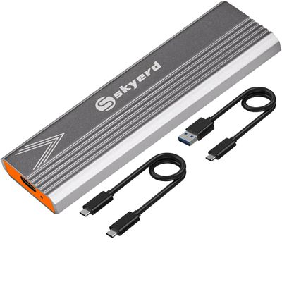 Skyerd M.2 NVMe PCIe 2TB Portable External SSD (SSD Included),USB3.1 Gen2USB-C 10Gbps Up to 1050MB/s, Adapter for Desktops, Laptops, Mac and Students, Professionals, Gray