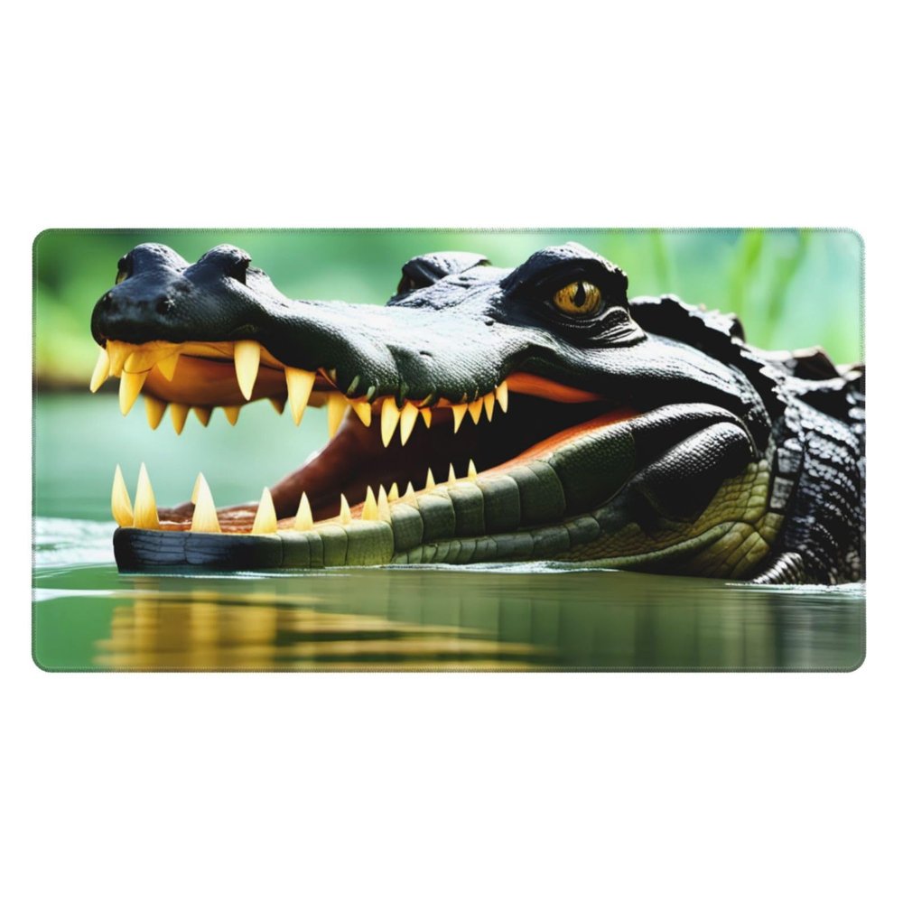 YYHWHJDE Crocodile Open Mouth Pattern Large Office Gaming Mouse pad 16 x 29.5 in : Strong Adhesion and Durability Precision Edge Locking