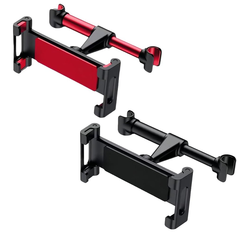 LXQTAO Advanced Rotatable Lazy Stand for Mobile Phones, Tablets, Gaming Devices 4.7-12.9 inch  Sturdy Car Headrest Stand in Red and Black On-Road Entertainment