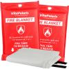 VitaPolaris Heavy-Duty Emergency Fire Blanket, 2 Pack Fireproof Fiberglass Blanket for Kitchen, Home, Car, Grill, Fireplace, Camping, Heat Shield, Grease Fires, Emergency Fire Suppression view 1