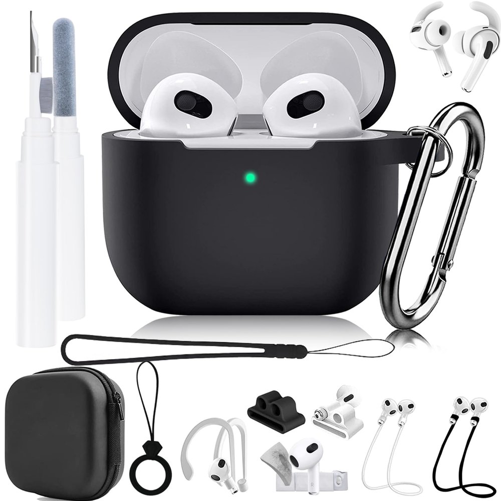 13 in 1 for AirPods 3 Case Accessories Set Kit for AirPods 3 Generation Case Cover Silicone 2021 Cleaning Pen, Protective Cases for AirPods Gen 3 3rd Cases Ear Cover[Only for 3st 2021 Released]