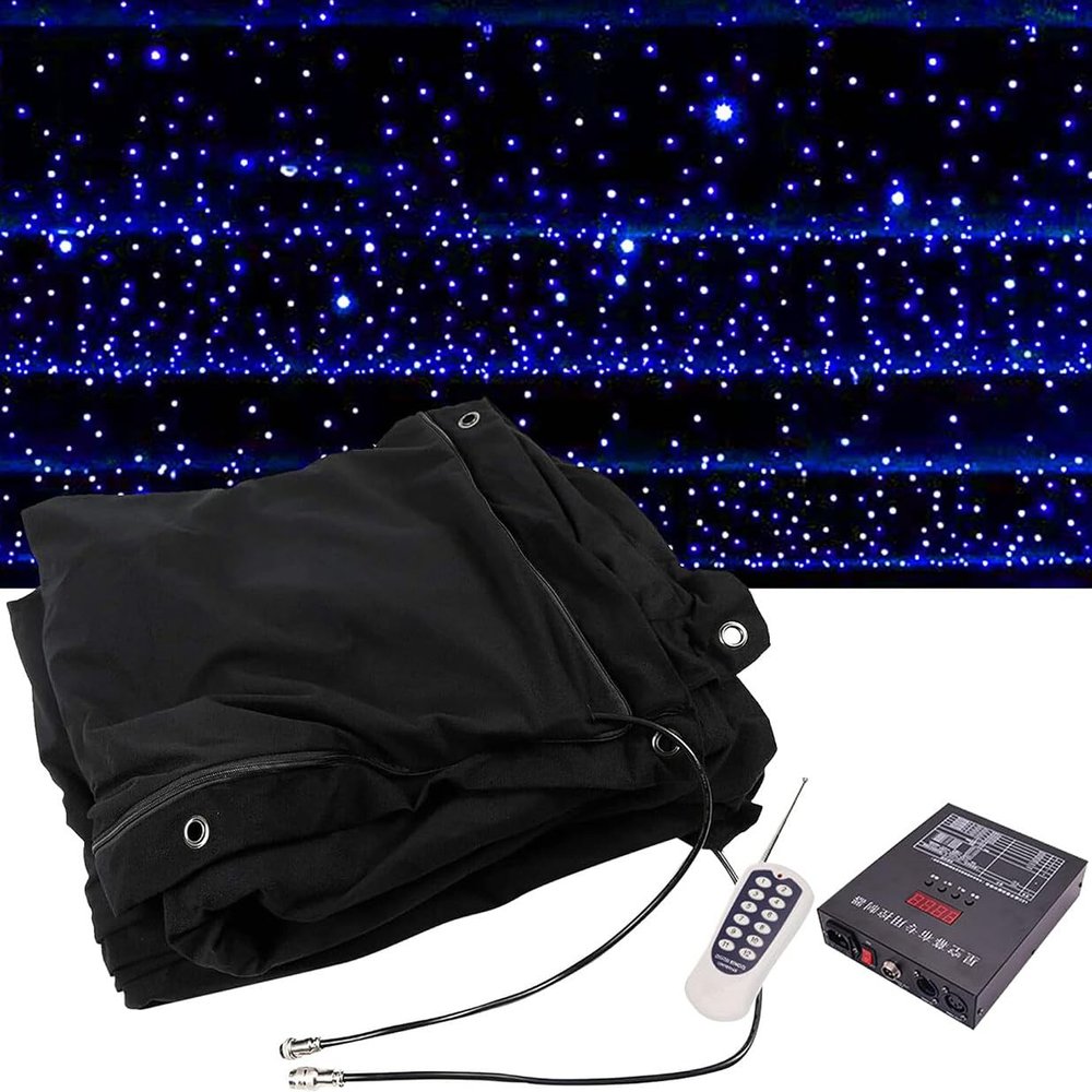 LED Stage Starry Sky Cloth Background with DMX Control, Portable Foldable LED Stage Backdrop Window Curtain Lights for Wedding Party Night Club Christmas Show,2x3m