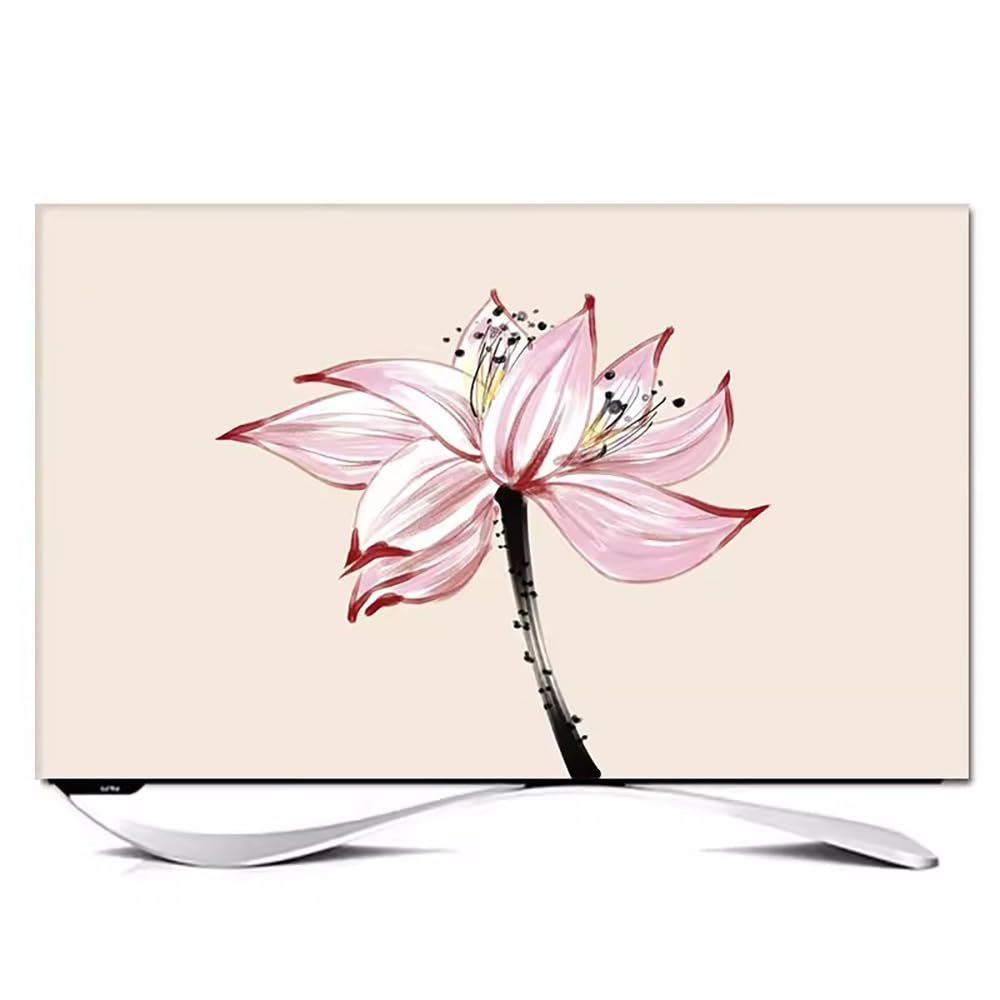 ABANO Indoor Peony LCD TV Dust Cover, Stretchable TV Screen Protector for Curved Table Hanging LED Dustproof Slipcover Bedroom Living Room Decoration TV Set Cover