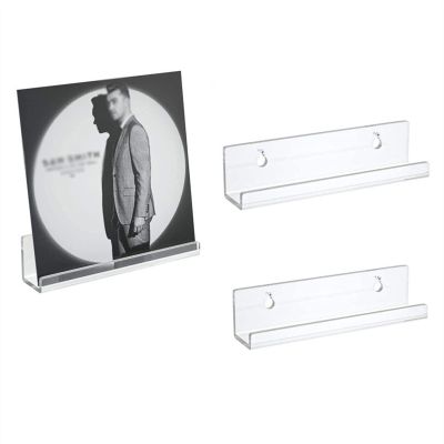 GLigeT CD Rack 2/6/8/10Pcs Acrylic Record Shelf, Transparent Wall Mounted Album Record Holder, Floating Acrylic Wall Shelf for Vinyl Album Display Storage Rack Disc Rack (Color : 2 Pieces)