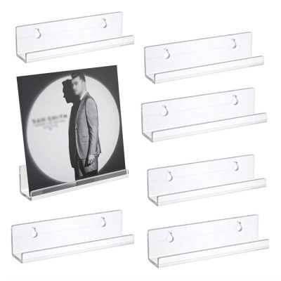 GLigeT CD Rack 2/6/8/10Pcs Acrylic Record Shelf, Transparent Wall Mounted Album Record Holder, Floating Acrylic Wall Shelf for Vinyl Album Display Storage Rack Disc Rack (Color : 6 Pieces)