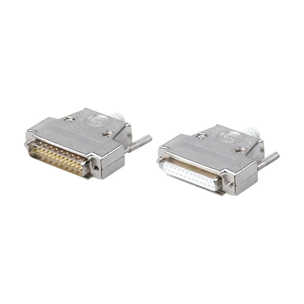 AJOHBM DB9 DB15 DB25 Pin Serial Port Connector Female Male Shell Socket Metal Plug Head 2 Rows Copper COM Adapter RS232 DP Joint(DB25-Metal,Male Insert)