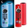 (2 Pack) Silicone Protective Remote Cover Compatible with TV Stick, HD, 3rd Gen, 4K Remote Controls, Anti-Slip Remote Control Case with Lanyard(Glow Blue&Red) view 1