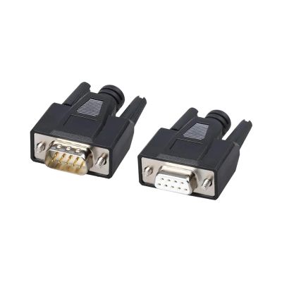 AJOHBM DB9 DB15 DB25 Pin Serial Port DB Connector Female Male Shell Socket Metal Plug 2 Rows Copper COM Socket Adapter RS232(Plastic Shell,Male Insert_9P)