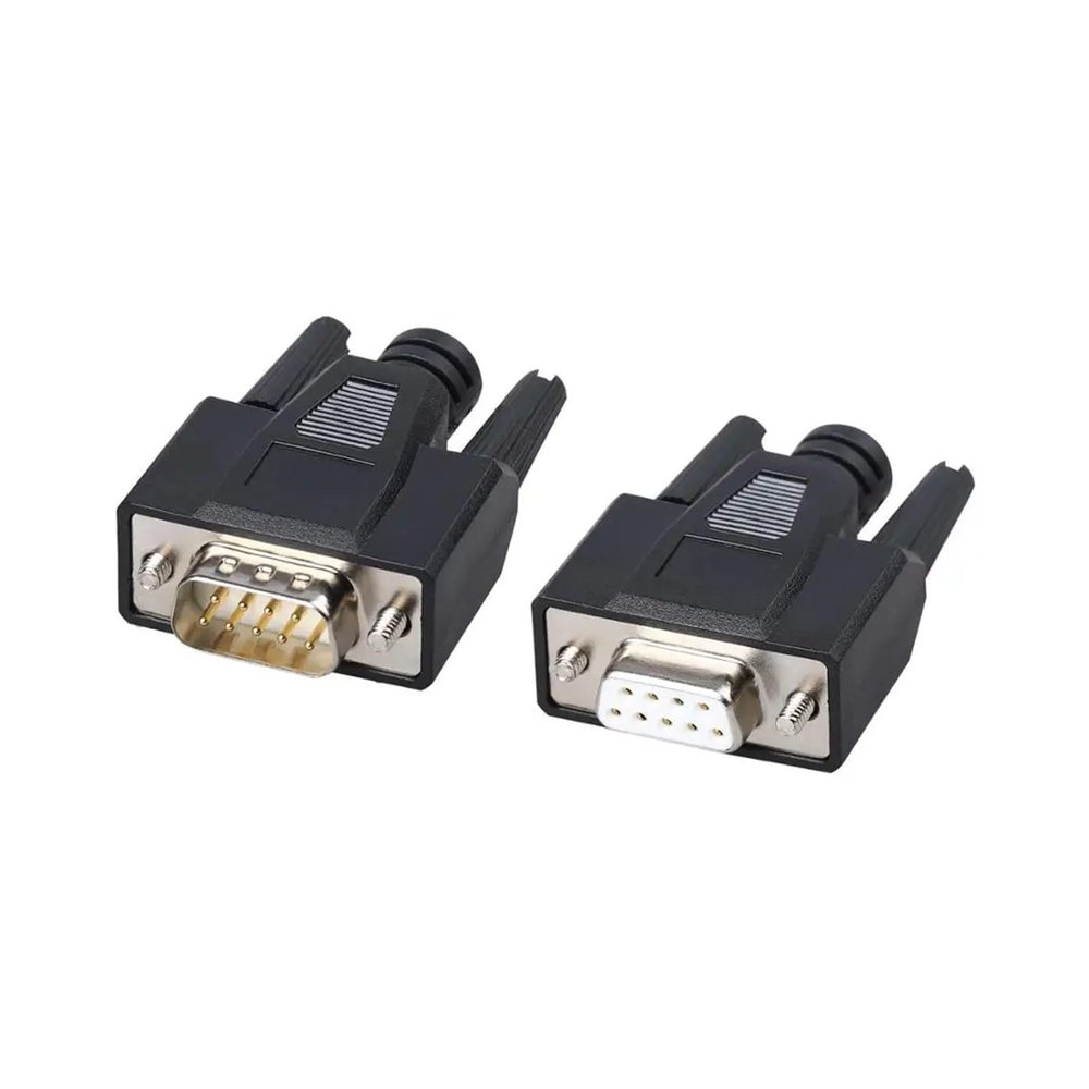 AJOHBM DB9 DB15 DB25 Pin Serial Port DB Connector Female Male Shell Socket Metal Plug 2 Rows Copper COM Socket Adapter RS232(Plastic Shell,Male Insert_9P)