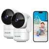 AMOROM Indoor Camera for Home Security 360, 1080p Pet Cameras with Pan&Tilt, Night Vision, Motion Detection, 2-Way Audio, Compatible with Alexa/Google Assistant, 2.4GHz WiFi, 2 Pack view 1