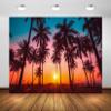 BELECO 10x8ft Fabric Sunset Beach Backdrop Tropical Seaside Coconut Palm Trees Background Backdrop Summer Beach Sunset Hawaii Luau Party Decorations Birthday Photoshoot Studio Photo Props view 1