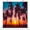 BELECO 10x8ft Fabric Sunset Beach Backdrop Tropical Seaside Coconut Palm Trees Background Backdrop Summer Beach Sunset Hawaii Luau Party Decorations Birthday Photoshoot Studio Photo Props view 2