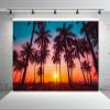 BELECO 10x8ft Fabric Sunset Beach Backdrop Tropical Seaside Coconut Palm Trees Background Backdrop Summer Beach Sunset Hawaii Luau Party Decorations Birthday Photoshoot Studio Photo Props view 3