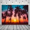 BELECO 10x8ft Fabric Sunset Beach Backdrop Tropical Seaside Coconut Palm Trees Background Backdrop Summer Beach Sunset Hawaii Luau Party Decorations Birthday Photoshoot Studio Photo Props view 4