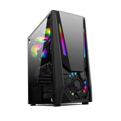 ARrase Computer Case,8 X120mm Fans,Supports ATX,M-ATX,Mini-ITX,Integrated Water Cooling,Full-Side Transparent Mid-Tower Chassis (Color : Black), 18648