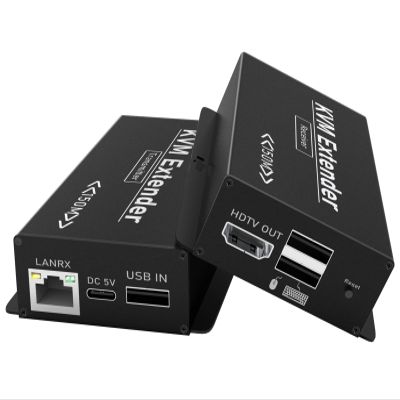 492FT HDMI KVM USB Extender, HDMI to RJ45 Over Cat5e/6/7, Balun 1080P@60hz Transmitter Receiver USB Keyboard/Mouse Control No Latency Single Power Plug & Play (Transmitter + Receiver)