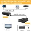 492FT HDMI KVM USB Extender, HDMI to RJ45 Over Cat5e/6/7, Balun 1080P@60hz Transmitter Receiver USB Keyboard/Mouse Control No Latency Single Power Plug & Play (Transmitter + Receiver) view 2