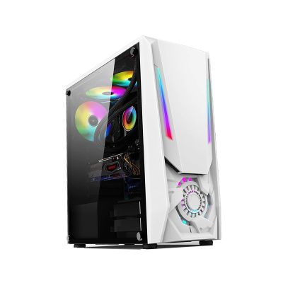 ARrase Computer Case,8 X120mm Fans,Supports ATX,M-ATX,Mini-ITX,Integrated Water Cooling,Full-Side Transparent Mid-Tower Chassis (Color : White), 18648