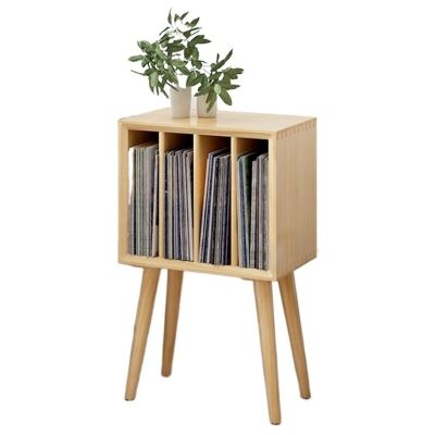 GLigeT CD Rack Record Player Stand, Vinyl Record Storage Cabinet Turntable Stand with 4 Compartments and Wood Legs, Vinyl Display Storage Table for Bedroom Living Room Disc Rack (Color : C)