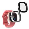 kwmobile Cover Compatible with Fitbit Versa 4 / Sense 2 Covers - 2X Tempered Glass with Plastic Frame - Black/Silver view 1