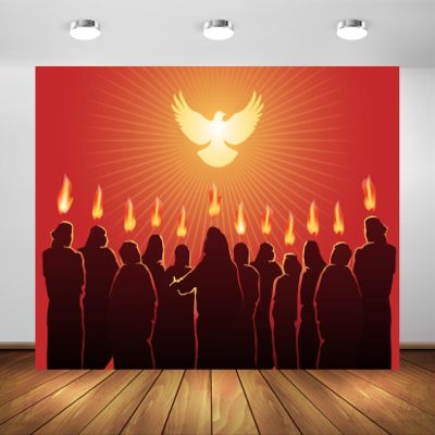 BELECO 5x3ft Fabric Pentecost Backdrop Pentecost Sunday Holy Spirit, Apostles and Followers of Jesus Christ, Biblical Background Religious Belief Christian Church Decor Banner Photo Studio Props