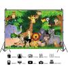12x8ft Safari Backdrop Cartoon Jungle Animals Forest Zoo Photography Background Kids Birthday Baby Shower Party Cake Table Banner Decoration Supplies Photo Booth Props view 2